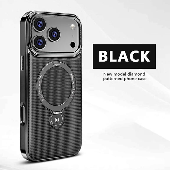 Magnetic Case for iPhone 16 Pro Max with Stand [Compatible with Mag-Safe] [360° Rotatable Ring Holder Kickstand] Hybrid PC+TPU+Metal Frame Protection Phone Cover for iPhone 16 Pro Max, Black