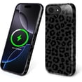 thumbnail image 1 of Magnetic Case for iPhone 16e, Compatible with Magsafe PC Hard Shell & Silicone Inner Bumper Anti-Scratch Full-Body Cover Shockproof Slim Design Black Leopard Print Pattern, 1 of 7
