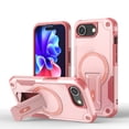 thumbnail image 1 of Magnetic Case for iPhone 16e with Stand, Mag-Safe Compatible, with Kickstand & Lanyard Strap, Military Drop Protection Camera and Screen Guard Rugged Phone Cover for iPhone 16e, Pink, 1 of 9