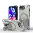 thumbnail image 1 of Magnetic Case for iPhone 16e with Stand, Mag-Safe Compatible, with Kickstand & Lanyard Strap, Military Drop Protection Camera and Screen Guard Rugged Phone Cover for iPhone 16e, Grey, 1 of 9
