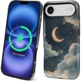 thumbnail image 1 of Magnetic Case for iPhone 17 Air, Compatible with Magsafe PC Hard Shell Silicone Inner Bumper Anti-Scratch Full-Body Cover Shockproof Slim Design Stars and Moons, 1 of 5