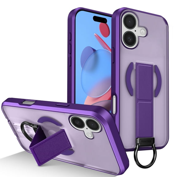 Magnetic Case for iPhone 17, [Built-in Kickstand] [Compatible with Mag-Safe] Slim Skin-Feel Shockproof Phone Cover with Anti-Drop Secure Ring Grip for iPhone 17, Purple