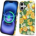 thumbnail image 1 of Magnetic Case for iPhone 17, Compatible with Magsafe PC Hard Shell Silicone Inner Bumper, Anti-Scratch Full-Body Cover Shockproof Slim Design Lemon Blossom, 1 of 7