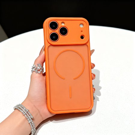 Magnetic Case for iPhone 17, Heat Dissipation Skin-Feel Phone Cover, Military Grade Drop Protection, Compatible with Mag-Safe, Slim Shockproof Drop Proof Case for iPhone 17, Orange
