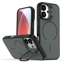 Magnetic Case for iPhone 17 with Kickstand, Compatible with Magsafe, Built-in Camera Stash Stand, Military Protection, Frosted Skin Feeling Phone Case for iPhone 17, Black