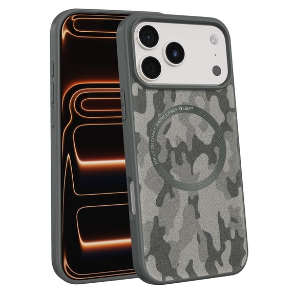 Magnetic Case for iPhone 17 Pro Camouflage Design Back Sticker, Compatible with MagSafe, Silicone Anti-scratch Shock-resistant Drop Protective Thin Lightweight Phone Cover, Darkgray