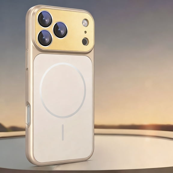 Magnetic Case for iPhone 17 Pro [Compatible with Mag-Safe] with Camera Lens Protector, Military-Grade Protection, Shockproof Rugged PC Silicone Protective Cover for iPhone 17 Pro, Desertgold