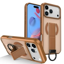 Magnetic Case for iPhone 17 Pro Max, [Built-in Kickstand] [Compatible with Mag-Safe] Slim Skin-Feel Shockproof Phone Cover with Anti-Drop Secure Ring Grip for iPhone 17 Pro Max, Khaki