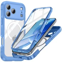 Magnetic Case for iPhone 17 Pro Max with Built-in Screen Protector, Shockproof Phone Cover with Camera Protector, Compatible with MagSafe, Full Body Phone Case