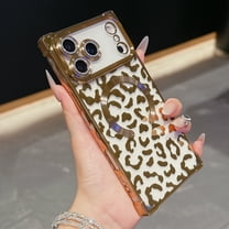Magnetic Case for iPhone 17 Pro Max [Compatible with Mag-Safe] Leopard Pattern Design Plating Clear Case for Women Girls, Flexible TPU Bumper Anti-Fall Shockproof Protective Slim Cover, Gold