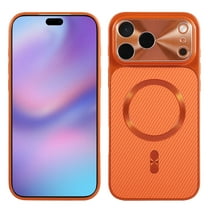 Magnetic Case for iPhone 17 Pro Max, Compatible with Mag-Safe, Support Magnetic Car Mount, Fiber Texture Protective Phone Case Shockproof Anti-Scratch Slim Cover for iPhone 17 Pro Max, Orange