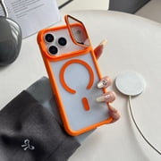 Magnetic Case for iPhone 17 Pro with Upgraded Lens Stand, Compatible with MagSafe, [Camera Lens Protector] Anti-Yellowing Military-Grade Protection Shockproof Slim Phone Cover, Orange