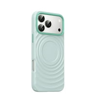 Magnetic Case for iPhone 17, Water Ripple Texture PU Leather   PC Protective Cover, Shockproof Scratch-Resistant Slim Lightweight Non-Slip Stylish Grip Case for iPhone 17, Mint
