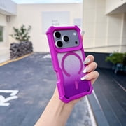 Magnetic Case For iPhone 18 Pro Max Compatible with MagSafe Charger, Built-in 360 Degree Rotatable Ring Kickstand Matte Translucent Back Slim Fit Shockproof Cover Anti-Fingerprint, Purple