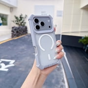 Magnetic Case For iPhone 18 Pro Max Compatible with MagSafe Charger, Built-in 360 Degree Rotatable Ring Kickstand Matte Translucent Back Slim Fit Shockproof Cover Anti-Fingerprint, Gray