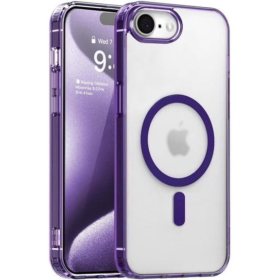 Magnetic Case for iPhone 7/8/SE 2/SE 3，Compatible with MagSafe & MIL-Grade Protection，[Not Yellowing] [Anti-Scratch]，Translucent Matte Slim Cover for iPhone 7/8/SE 2/SE 3，Frosted Purple