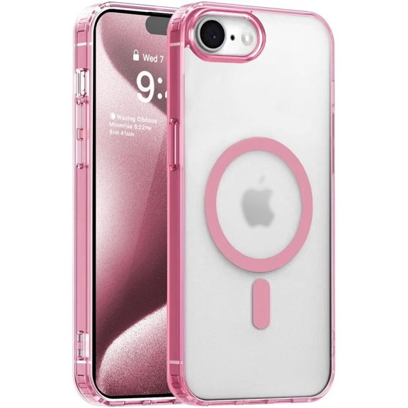 Magnetic Case for iPhone 7/8/SE 2/SE 3，Compatible with MagSafe & MIL-Grade Protection，[Not Yellowing] [Anti-Scratch]，Translucent Matte Slim Cover for iPhone 7/8/SE 2/SE 3，Frosted Pink