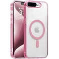 thumbnail image 1 of Magnetic Case for iPhone 7 Plus/8 Plus，Compatible with MagSafe & MIL-Grade Protection，[Not Yellowing] [Anti-Scratch]，Translucent Matte Slim Cover for iPhone 7 Plus/8 Plus，Frosted Pink, 1 of 7