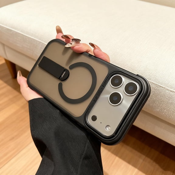 Magnetic Case for iPhone Air, with Hidden Kickstand, Military Grade Drop Protection, Compatible with Mag-Safe, Shockproof Slim Matte Rugged Protective Cover for iPhone Air, Black