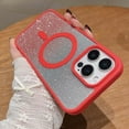 thumbnail image 1 of Magnetic Case for iPhone XR, Compatible with Mag-safe - [TPU Anti-Slip Edge] [Shockproof Protection] Hard Slim Magnet Protective Bling Gradient Glitter Cover for iPhone XR,Red, 1 of 6