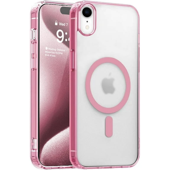 Magnetic Case for iPhone XRCompatible with MagSafe & MIL-Grade ProtectionNot Yellowing Scratch-ResistantTranslucent Matte Back Slim Phone Cover for iPhone XRFrosted Pink