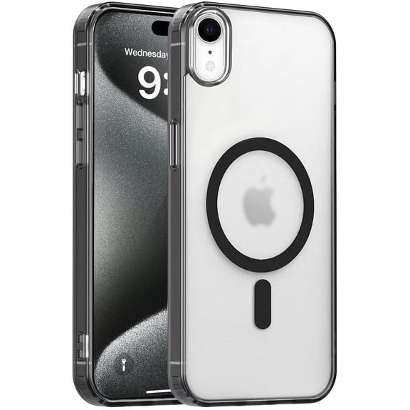 Magnetic Case for iPhone XR，Compatible with MagSafe & MIL-Grade Protection，[Not Yellowing] [Scratch-Resistant]，Translucent Matte Back Slim Phone Cover for iPhone XR，Frosted Black