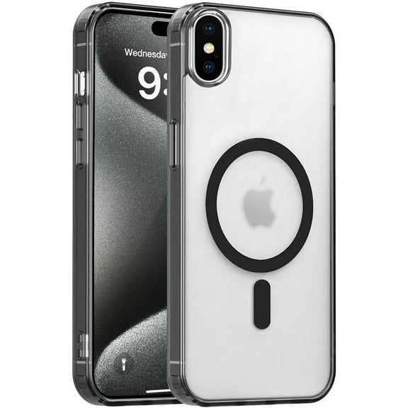 Magnetic Case for iPhone Xs Max，Compatible with MagSafe & MIL-Grade Protection，[Not Yellowing] [Scratch-Resistant]，Translucent Matte Back Slim Phone Cover for iPhone Xs Max，Frosted Black