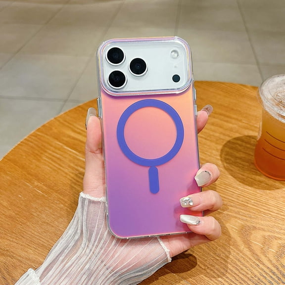 Magnetic Case for iPhone for iPhone 17 Compatible with MagSafe, Slim Luxury Colorful Gradient Bling Glitter Cover, Slim Fit Shockproof Case with Camera Lens Protection,Purple