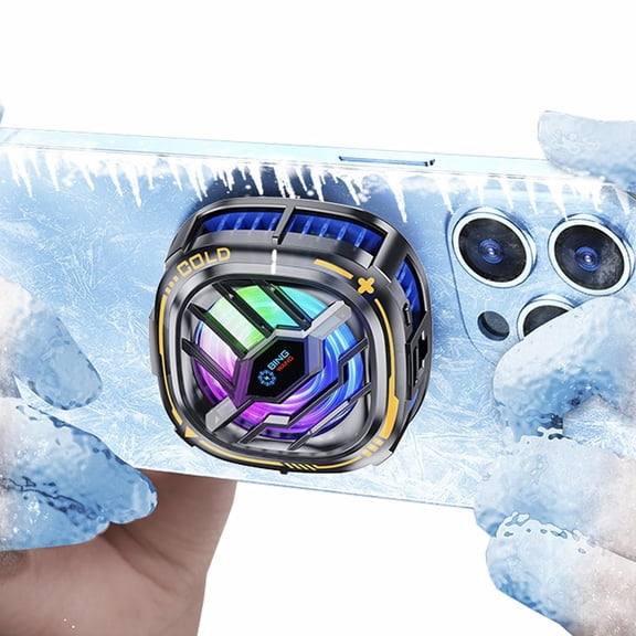 Magnetic Cell Phone Cooler, RGB Cooling Fan Portable Lightweight Mobile Fan, Radiator with Temperature Display for Gaming,Tiktok Live Streaming