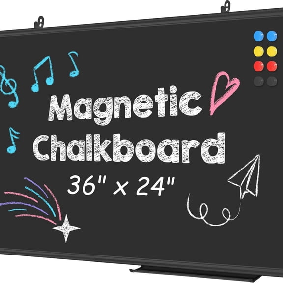 Magnetic Chalkboard 36 x 24 Inches, Aluminum Frame Large Blackboard, Hanging Chalk Board Wall Decor for Restaurant Menu, School, Office and Home