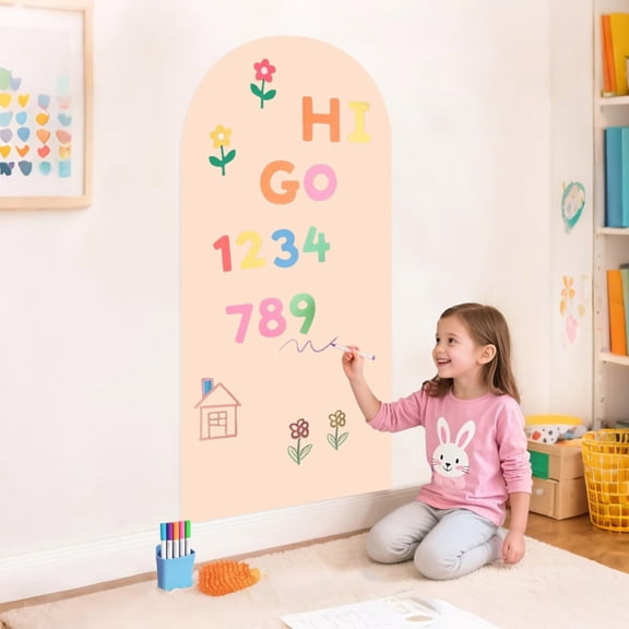 Magnetic Chalkboard for Wall, 39.4" x 17.5" Magnetic Arch Wall Decal Self Adhesive Blackboard Wallpaper Peel and Stick Chalk Board Wall Decal Roll for Home Playroom Classroom