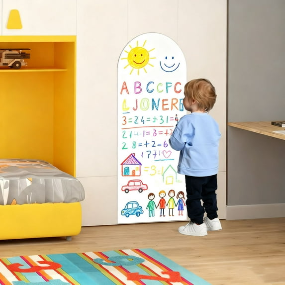 Magnetic Chalkboard Wall Arch Decal 40"x16" Contact Paper Peel and Stick for Walls Self Adhesive Magnetic Wall Board Sticker for Kid Black Chalk Board Wallpaper Roll