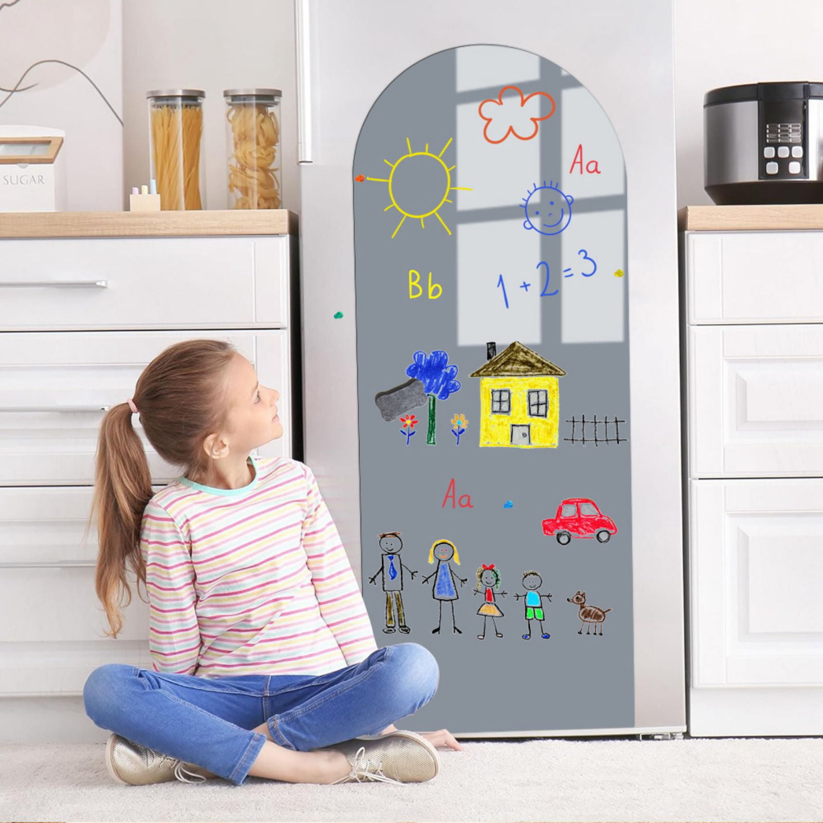 Magnetic Chalkboard Wall Arch Decal 40"x16" Contact Paper Peel and Stick for Walls Self Adhesive Magnetic Wall Board Sticker for Kid Black Chalk Board Wallpaper Roll