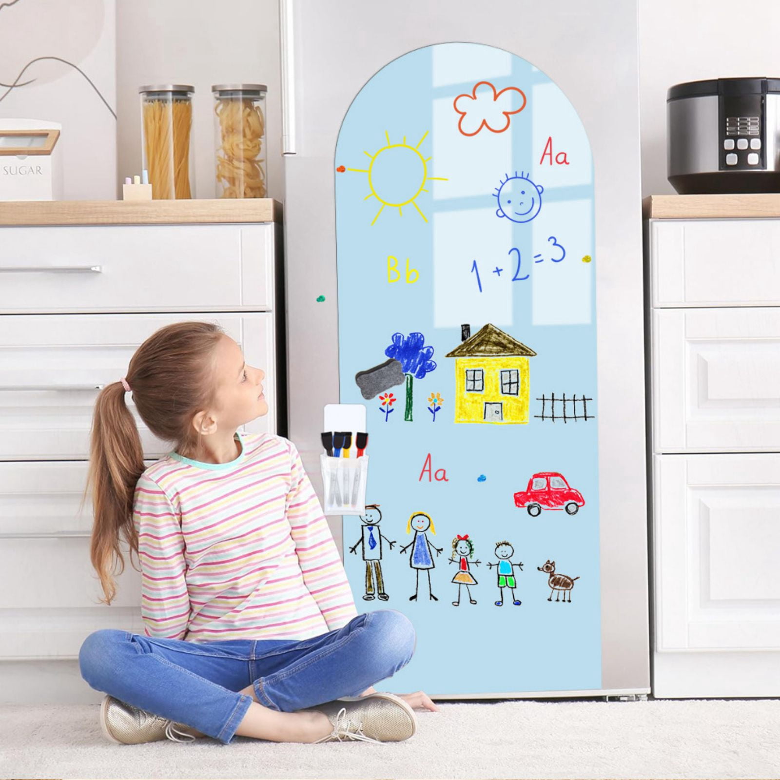 Magnetic Chalkboard Wall Arch Decal 40"x16" Contact Paper Peel and Stick for Walls Self Adhesive Magnetic Wall Board Sticker for Kid Black Chalk Board Wallpaper Roll