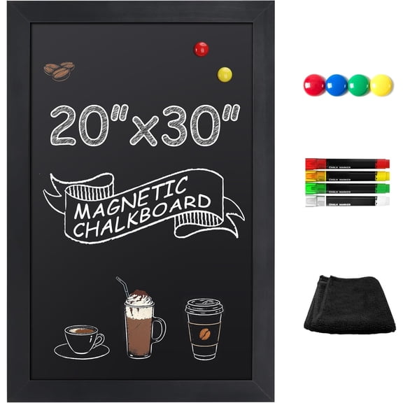 Magnetic Chalkboard Words Sign - 20" x 30" Solid Wood Black Frame Wall Decor Bulletin Black Board for Home Kitchen, Business, Restaurant, Farmhouse