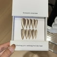 thumbnail image 1 of Magnetic Champagne Shiny Handmade Press on Nails for Women Simple Cat-eye Prom Pageant Long Stiletto Brown Fake Nails, 1 of 4