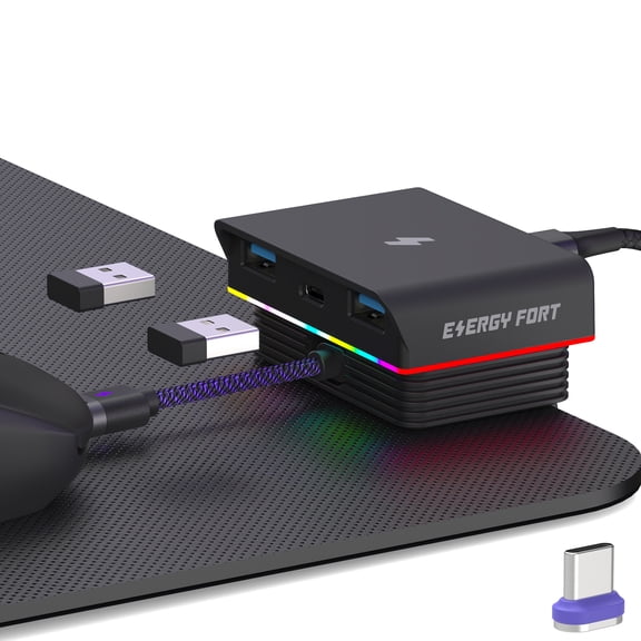 Magnetic Charger for Wireless Logitech Mouse,Wireless Mouse Charger USB 2-in-1,RGB Charger with Magnetic Plug for Logitech Mater 2S/3S/Anywhere3/3S/G703/G705 Wireless