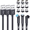 thumbnail image 1 of Magnetic Charging Cable [3-Pack,10FT/10FT/10FT] 540° Rotating Magnetic Phone Charger 3-in-1 Magnetic USB Cable with LED Light Nylon Braided Magnetic Charger for iProduct/Micro USB/Type C Device-Black, 1 of 7