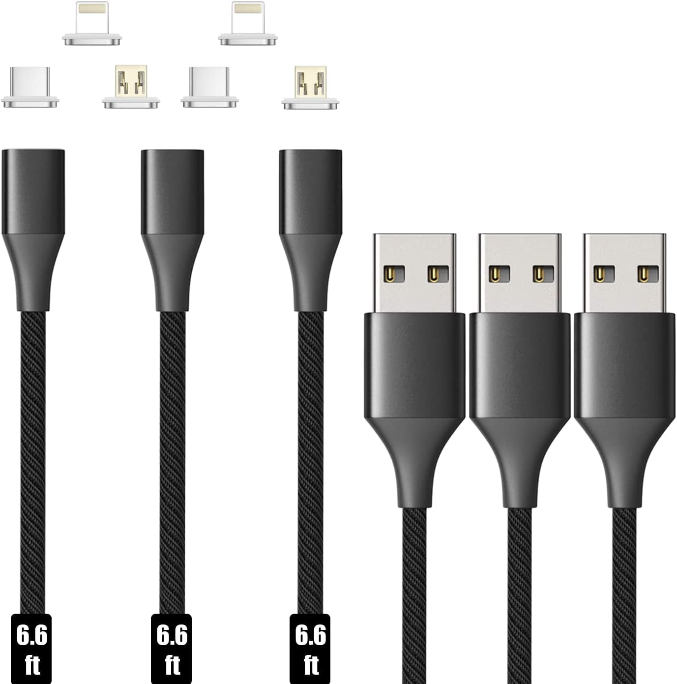 Charging Cable, Gen10 3 Pack (6.6ft) 3in1 Max 18W Fast