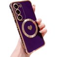 thumbnail image 1 of Magnetic Charging Case for Samsung Galaxy S23 Plus 6.6 ‘’ [ Compatible with MagSafe ] Cute Heart Plating Shockproof Soft Bumper Case with Full Camera Lens Protection for Women (Deep Purple), 1 of 11