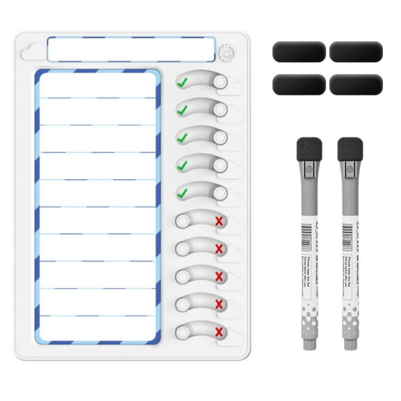 Magnetic Chart for Home Organization, Task Planning Board with Sliding Buttons, Daily Routine Checklist, Visual Schedule Board for Family Tasks, Includes Magnetic Stickers and Markers