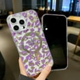 thumbnail image 1 of Magnetic Cheetah Print Case Compatible with Magsafe for iPhone 14, Clear Phone Cover with Cute Leopard Pattern Soft TPU Hard Back Shockproof Protective Case for iPhone 14, Purple, 1 of 10