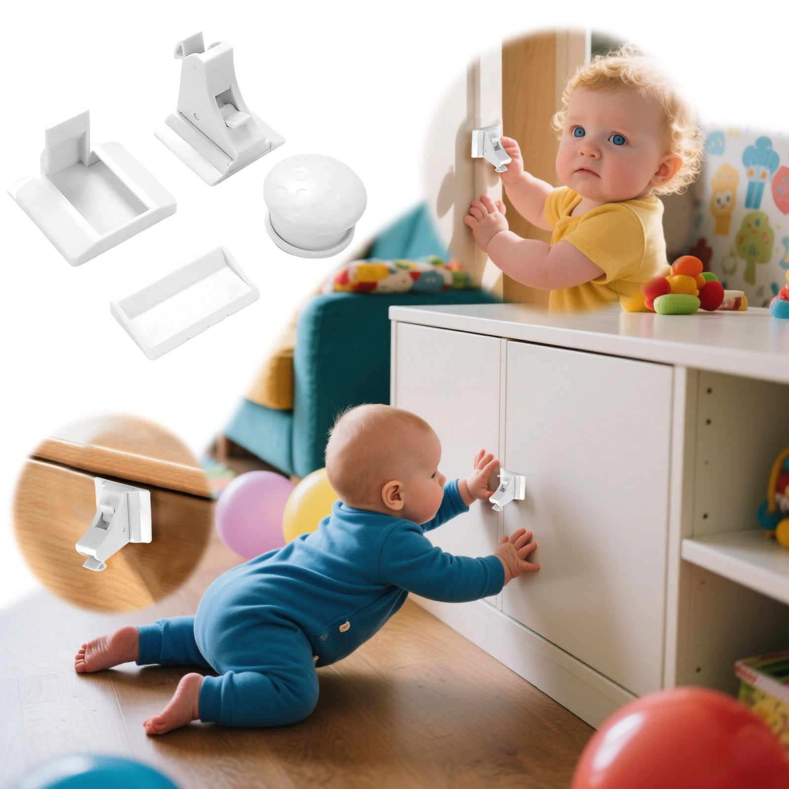 Magnetic Child Safety Cabinet Locks - No Drill Adhesive Proofing Locks ...