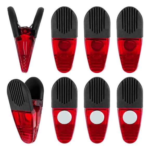 Magnetic Chip Clips 8 Pack, Heavy Duty Refrigeor Magnets for Bags, Strong Grip Non Slip Rubber Teeth, Durable Plastic Spring Hinge, Multiuse Fridge Magnet Clips for Kitchen Office Organization, Red
