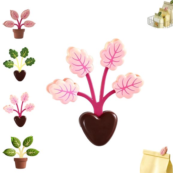 Magnetic Chip Clips Tree Leaf Shaped Bag Clips, Strong Magnetic Kitchen Organizer with Decorative Leaf Design for Food Storage, Fridge, Office and Home Use (B)