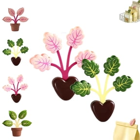 Magnetic Chip Clips Tree Leaf Shaped Bag Clips, Strong Magnetic Kitchen Organizer with Decorative Leaf Design for Food Storage, Fridge, Office and Home Use (E)