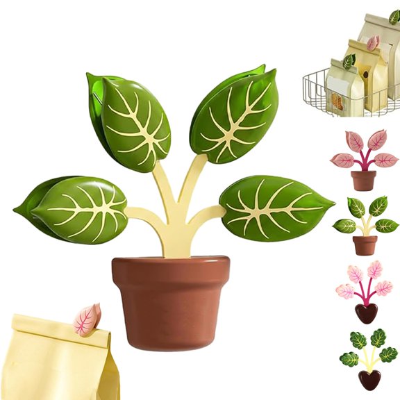 Magnetic Chip Clips  Tree Leaf Shaped Bag Clips, Strong Magnetic Kitchen Organizer with Decorative Leaf Design for Food Storage, Fridge, Office and Home Use