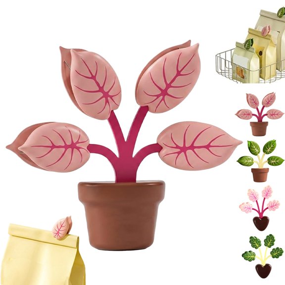 Magnetic Chip Clips Tree Leaf Shaped Bag Clips, Strong Magnetic Kitchen Organizer with Decorative Leaf Design for Food Storage, Fridge, Office and Home Use