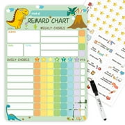 Magnetic Chore Chart for Kids at Home, Dry Erase Behavior Reward Chart for Kids; Each Set Includes 26 Static Tasks, 63 Golden Stars and One 8.5x 12 Dinosaur Magnetic Chart