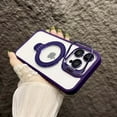 thumbnail image 1 of Magnetic Clear Case for Apple iPhone 12, Camera Lens Screen Protector Kickstand Compatible with Magsafe Anti-Yellowing Shockproof Protective Drop Proof Rugged Case for Women Men, Purple, 1 of 7